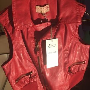 Red leather vest size medium